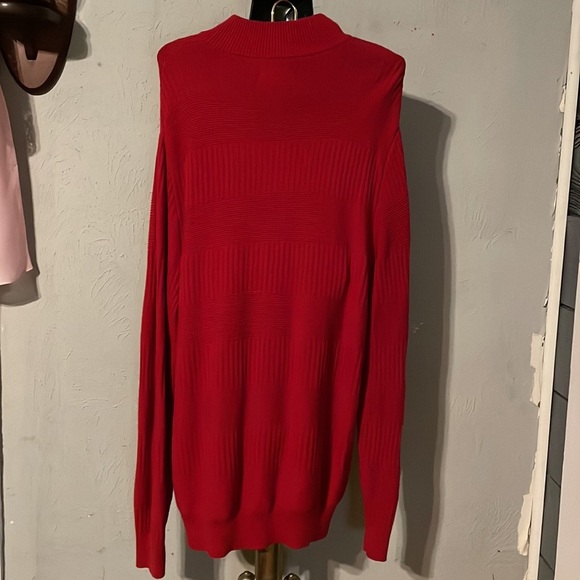 Vintage 1970 XL Chaps red long sleeve mock collar 1/4 zip pullover sweater - Picture 6 of 15